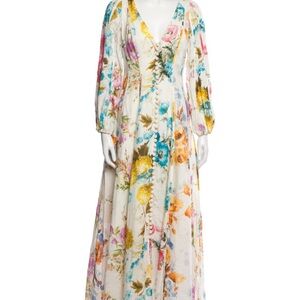 Zimmermann Haylcon Floral Dress Long Linen